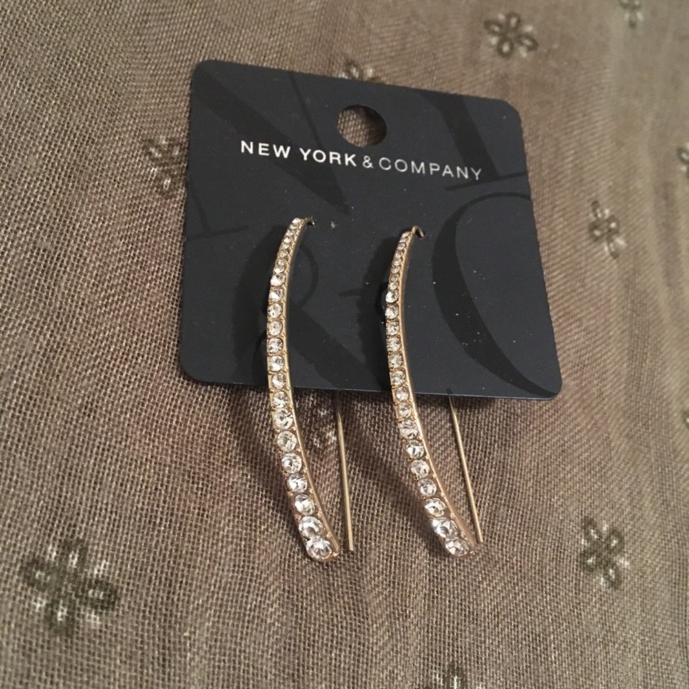 Vintage New York and Company Rhinestone Dangle Bar Earrings